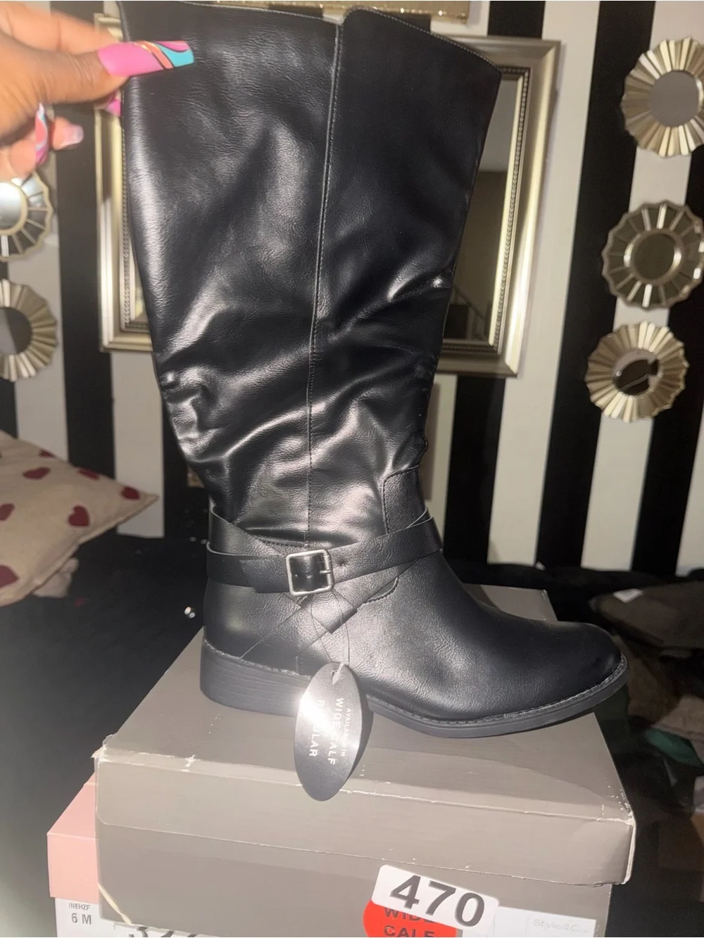 Style & Co. Black Over-the-Knee Buckle Boots